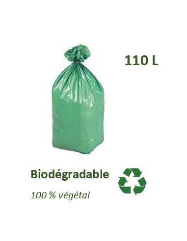 Sac plastique biodégradable 20L vert 19µm - PAREDES