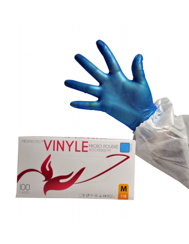 Utiliser des gants vinyles non poudrés M par 1000